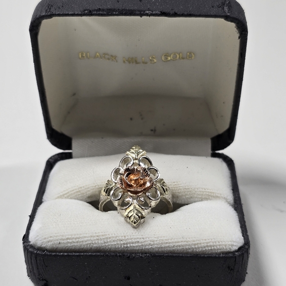 Black Hills 12K Gold Sterling Silver 925 Ornate Gold and Rose Ring - Picture 3 of 9